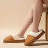 Pantuflas de Algodón Afelpado de Gamuza Unisex Otoño/Invierno Interior Suela Gruesa Antideslizantes Uso en Oficina Hogar Pantuflas de Algodón con Pelo