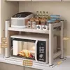 Estante de niveles para horno de microondas, encimera de cocina, almacenamiento de especias, multifuncional, para el hogar, estante para olla arrocera y horno