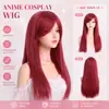 Pelucas europeas y americanas de 80 cm, flequillo largo de colores, cabello largo y liso, pelucas de cosplay de anime, extensiones de cabello de fibra sintética de alta temperatura