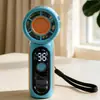 Mini Ventilador de Turbina Portátil com Display Digital, Luz LED, Carregamento USB, Longa Duração da Bateria, Ventilador Portátil para Exterior com Cordão