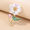 Broche de Flor de Rosa de Alta Qualidade Temperamento Feminino Diamante Luz Luxo Pino Moda Nacional Pérola Antiga Flor de Ameixa Acessórios Transfronteiriço
