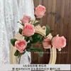 6 Cabeças Rosa Dora Flores Artificiais Arranjo de Flores Cascata de Rosas Sala de Estar Gabinete de TV Ornamento de Decoração para Casa 520 Buquê