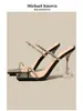 Sandalias de mujer 2026 verano con pedrería, de una tira, slip-on para uso exterior, de tacón alto, elegantes, tacones altos de cristal estilo diosa