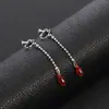 Cazador de Merchandising Popular de Anime Transfronterizo HxH Pendientes Personalizados para Mujer, Estilo Europeo y Americano Colgante de Cristal Rojo, Accesorios de Oreja Sencillos de Nicho