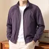 Chaqueta de aviador retro con cuello alto para hombre, abrigo elegante y sofisticado de corte limpio, chaqueta de béisbol corta estilo americano con hombros definidos