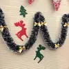 2m Verde Escuro Borda Branca Flocos de Neve de Natal Tops Jardim de Infância Shopping Center Decoração de Teto Tiras Coloridas de Natal Fitas Florais