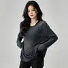 Nuevo top de yoga de manga larga, diseñado para mujeres, con un corte holgado, fluido y ligero, perfecto como capa exterior para correr al aire libre y actividades deportivas de secado rápido