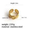 Anillo Circular Popular Simple Hip Hop Europeo y Americano Chapado al Vacío 18K Color Duradero Acero Inoxidable Anillo Abierto Anillo Hueco para el Dedo para Mujeres
