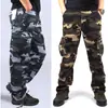 Calças Casuais Masculinas, Calças Camufladas, Calças Retas Largas de Tamanho Grande, Macacão Esportivo Outdoor Verde Militar, Calças Masculinas Modernas