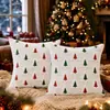 Nueva funda de almohada navideña transfronteriza, funda de almohada de pino navideño verde sin relleno, funda de cojín de felpa bordada tridimensional