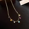 Colar Colar com Pingente Geométrico de Zircônia Estilo Coreano Ins com Design Único, Luxo Leve e Sensação de Alta Qualidade, Corrente de Suéter para Mulheres