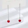 Hilo para Oreja de Cinabrio Rojo para Mujer 2022 Nuevo de Moda Tendencia Pendientes de Año Nuevo Lujo Ligero Pendientes de Botón de Nicho Sentido de Alta Gama Temperamento