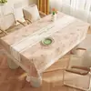 Toalha de mesa com estampa floral e de plantas, novo modelo 2025, luxo leve, toque de alta qualidade, lavável, à prova d'água, resistente a óleo, para uso doméstico em mesas de centro