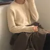 Cardigã de tricô solto com gola redonda para mulheres, novo top casual estilo coreano outono 2026, jaqueta única e elegante