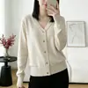 Nuevo cárdigan de punto con cuello en V para mujer Otoño/Invierno 2026, suéter abrigo fino de manga larga ajustado, top estilo coreano para usar en capas