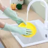 Luvas de borracha impermeáveis para limpeza espessadas domésticas de cozinha para mulheres lavar louça lavanderia tarefas domésticas borracha durável estendida espessada