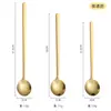 Aço Inoxidável Dourado Pequena Colher Redonda Café Cabo Longo Colher de Mistura Mel Ninho de Pássaro Colher de Sobremesa de Iogurte Colher Colher de Sopa