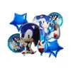 Balão de Filme de Alumínio Sonic the Hedgehog Conjunto de Cinco Peças Balão de Aniversário para Meninos Combo de Balão para Festa Temática Sonic