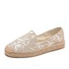 Sapatos de pescador femininos com sola grossa, novos mocassins casuais de linho com solado grosso e bordados, para primavera e verão, todos os tipos de combinação