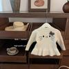 [Doce Xiaosi] Roupa Infantil Meninas Doce Gato Kt Cardigã de Tricô Outono Novo Estilo Top Estilo Menininha para Crianças