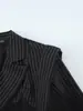 Amazon Comercio Exterior Transfronterizo Moda Nueva para Mujer Color Sólido Hombro Irregular Holgado Cinturón de Raya Adelgazante Blazer