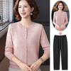 Elegante Top de Punto de Primavera para Mamá de Mediana Edad, Nuevo Conjunto de Camiseta Básica de Manga Larga con Cuello Redondo para Primavera y Otoño para Mujeres de Mediana Edad y Mayores