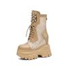 Botas de Plataforma Pequeñas para Mujer con Suela Gruesa, Malla Hueca Transpirable, Altura Interior de 14 cm, Sandalias de Tacón Súper Alto de Gasa, Botas Martin de Verano