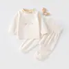 Conjunto de Roupa Íntima Macia e Amiga da Pele, Justa ao Corpo, para Meninos e Meninas Bebês, Conforto em Fleece de Algodão para Bebês e Crianças Pequenas, Conjunto de Calça Comprida e Manga Longa Classe A Sem Etiquetas