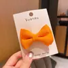 Pasador de corbata de moño de color caramelo para niños, lindo, versátil, para el lateral, para bebé, niña, doble capa, tela hecha a mano, pinza para flequillo