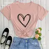 Camiseta Estampada de Amor Corazón Día de San Valentín, Sitio Independiente de Comercio Exterior Camiseta de Comercio Exterior de Manga Corta con Cuello Redondo Europeo y Americano