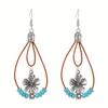 Aretes de Piedra de Pino Estilo Étnico Bohemio Retro Europeo y Americano Moda Transfronteriza Aretes con Borla de Turquesa Aretes Mujer