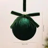 Bola de Navidad envuelta en terciopelo transfronteriza, bola colgante individual de 8 cm con lazo, adorno navideño decorativo de bola de plástico