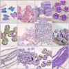 [Serie Púrpura] Joyería Hecha a Mano con Cuentas DIY Accesorios para Cadena de Teléfono Móvil Material de Cuentas Sueltas Colección de Cuentas Hechas a Mano del Mismo Color