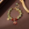 Popular pulseira de folha de bordo vermelha online imitação de jade Hetian ágata vermelha luxo leve nicho pulseira de folha de bordo verde atacado