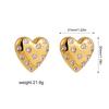 Pendientes de acero inoxidable de 18 quilates con forma de corazón de diamantes, con diseño transfronterizo europeo y americano, pendientes de estilo moderno y atmosférico de Amazon.