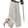 En Stock Pantalones Casuales Bordados Elásticos de Cintura Ajustada, Holgados, Adelgazantes, para Mujer Petite, Versátiles de Pierna Ancha, Nuevos para Primavera y Otoño