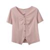 Roupas Femininas Inno Plus Size, Camiseta Estilosa de Manga Curta com Decote V, Novo Estilo de Verão, Top Curto Versátil que Marca a Cintura 232448