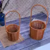 Cesta portátil de Rattan Cesta trançada de Rattan ferro vintage arranjo de flores pastoril cesta portátil de flores cesta trançada