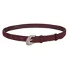Cinto de Camurça Estilo Melard para Mulheres com Fivela Curva Prateada Fosca, Cinto Fino de Couro para Combinar com Casacos e Jeans, Cinto Decorativo