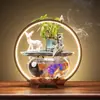Aquário Criativo de Vidro para Peixe Dourado Decoração Circulante de Água para Mesa de Sala de Estar Pequeno Aquário Doméstico da Sorte Mini Vasilha para Peixe