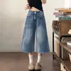 Jeans Acampanados Vintage Cortos para Mujer, Estilo Delgado de Verano, Tallas Grandes, Adelgazantes, Corte Holgado, Tipo Pera, Pantalones Rectos para Mujeres de Tallas Grandes