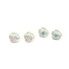 Pendientes de botón de flor de rosa cepillada plateada de alta gama y elegantes con agujas de plata, Pendientes simples azules y rosas para mujer
