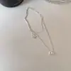 Anel em Prata de Lei S925 Estilo Normcore Colar de Camada Dupla Corrente para Clavícula Feminina Nicho Alto Padrão Luxo Acessível Versátil Novos Acessórios
