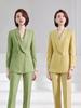 Traje de oficina de gerente comercial de alta gama para mujer, chaqueta ajustada, informal, formal, elegante, con cuello de fruta verde