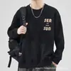 Nova blusa de moletom masculina gola redonda para outono e inverno, pulôver moderno de corte solto, peça básica casual estilosa de manga longa