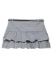 Moda Femenina Verano 2026 Estilo Europeo y Americano Falda de Cuadros con Cinturón, Falda Corta, Falda de Volantes, Estampado de Cuadros