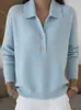 2026 Amazon Europeo y Americano Transfronterizo Otoño/Invierno Nuevo Suéter para Mujer Tejido Cuello Solapa Botones Holgado Casual Prendas de Punto