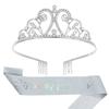 Nuevo Conjunto Transfronterizo de Corona de Cumpleaños Morada y Banda para el Hombro Corona de Cristal de Princesa Estampado en Caliente Cinturón de Etiqueta al por Mayor