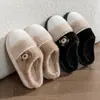 Pantuflas de Peluche de Oso de Dibujos Animados para Mujer, Ropa de Casa Otoño/Invierno, Calientes con Terciopelo Plus, Suela Gruesa, Antideslizantes, Lindas, Zapatillas de Algodón de Punta Cerrada