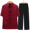 Atuendos de Verano 2026 para Parejas de Edad Media y Mayores, Ropa Estilo Tang para Hombres, Abuelo y Abuela, Ropa Tradicional China, Atuendos de Verano Cómodos para Padres